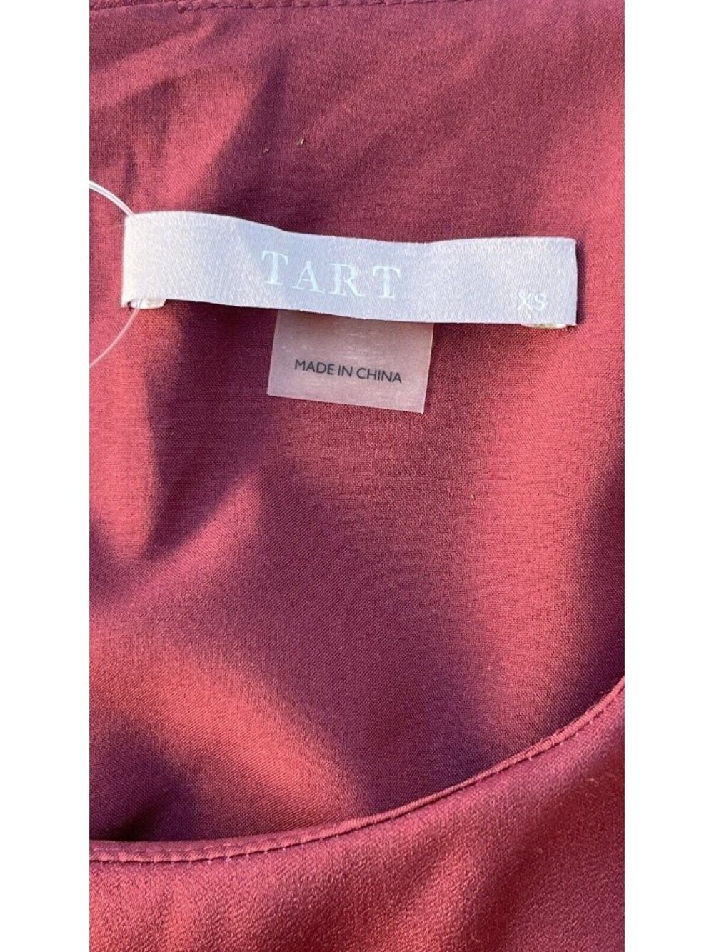 Tart Collections Burgundy Satin Shift Dress XS | Long Sleeve | Boho | Holiday | - Picture 3 of 15